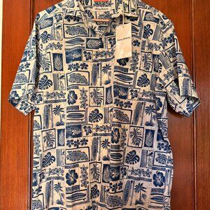 Tommy Bahama Blue Hawaiian Print Short Sleeve Shirt Size Medium Brand New NWT